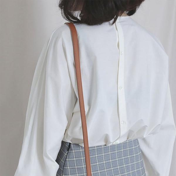 レディース ブラウス シャツ 長袖 無地 シンプル 春 夏 トップス カジュアル キュート 可愛い フェミニン きれいめ 上品 エレガント おしゃれ お出かけ オフィス デート デイリー ホワイト フリーサイズ ワンサイズ 送料無料
