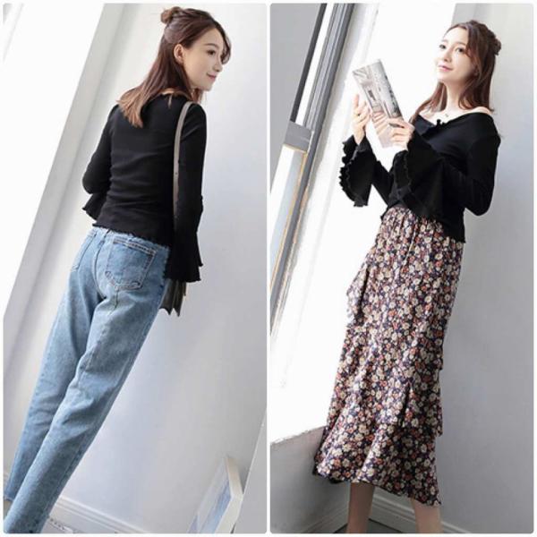 レディース ブラウス シャツ フレアスリーブ 長袖 無地 シンプル 春 夏 トップス カジュアル キュート 可愛い フェミニン きれいめ 上品 エレガント おしゃれ お出かけ オフィス デート デイリー ブラック フリーサイズ ワンサイズ 送料無料