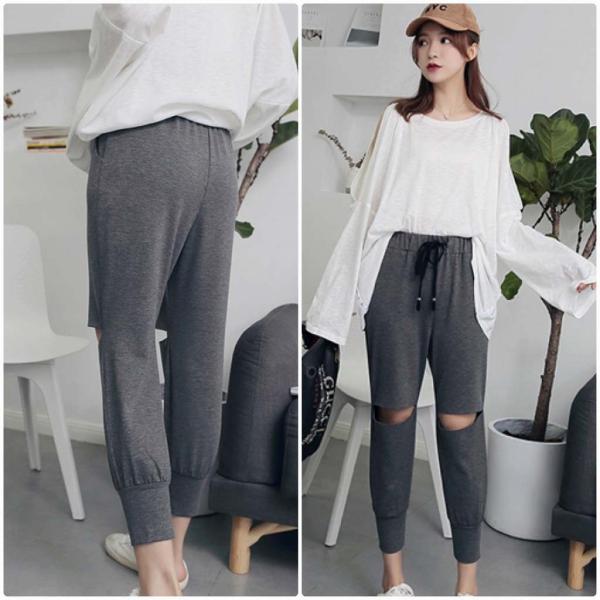 レディース ジョガーパンツ アンクルパンツ 半端丈 クロップドパンツ シンプル ボトムス カジュアル キュート 可愛い フェミニン きれいめ エレガント おしゃれ お出かけ オフィス デイリー 普段着 グレー S M L サイズ 送料無料