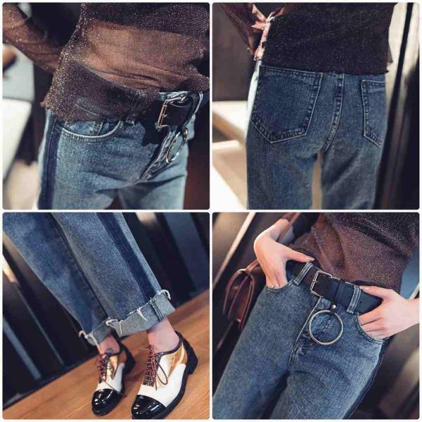 レディース カフスジーンズ デニムパンツ カットオフデニム ジーパン ジーンズ ボトムス カジュアル キュート 可愛い フェミニン きれいめ おしゃれ お出かけ デイリー 普段着 ネイビー S M L XL サイズ 送料無料