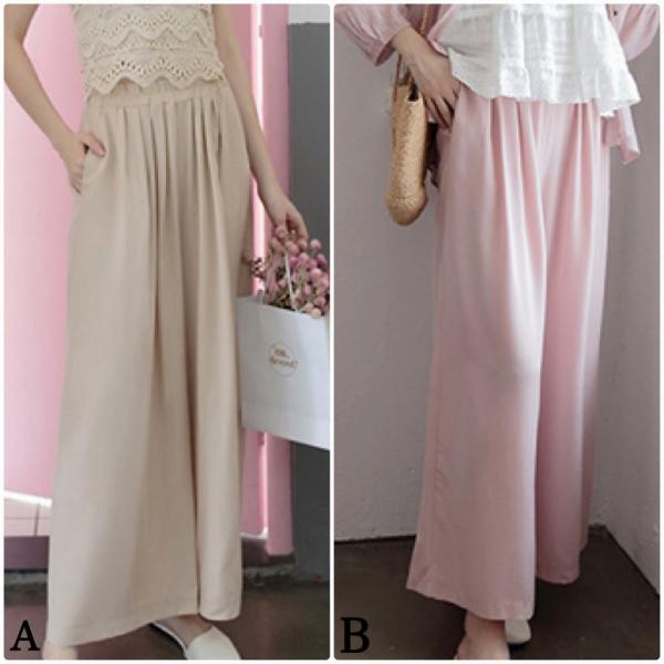 レディース ワイドレッグパンツ アンクルパンツ 半端丈 クロップドパンツ シンプル ボトムス カジュアル キュート 可愛い フェミニン きれいめ エレガント おしゃれ お出かけ オフィス デイリー 普段着 ピンク ベージュ フリーサイズ 送料無料