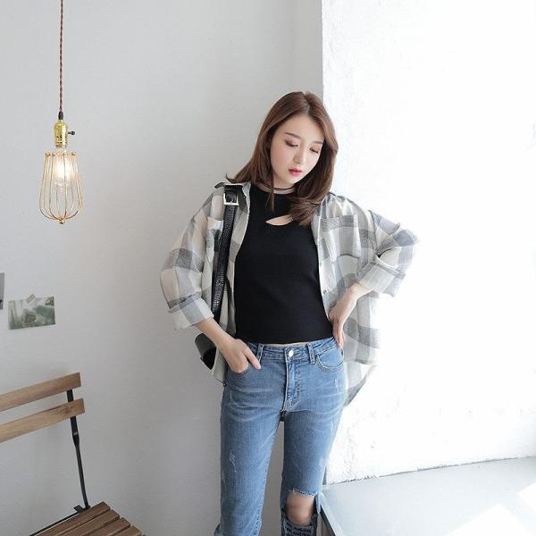 レディース　トップス　シフォン　シャツ　ブラウス　ゆったり　チェック　夏　カジュアル　大人可愛い　ラフスタイル　フェミニン　オフィス　お出かけ　デート　デイリー　ホワイト　フリーサイズ　送料無料