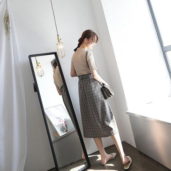 レディース　ボトムス　スカート　フレア　チェック　ミモレ丈　夏　カジュアル　大人可愛い　エレガント　フェミニン　オフィス　お出かけ　デート　デイリー　グレー　フリーサイズ　送料無料