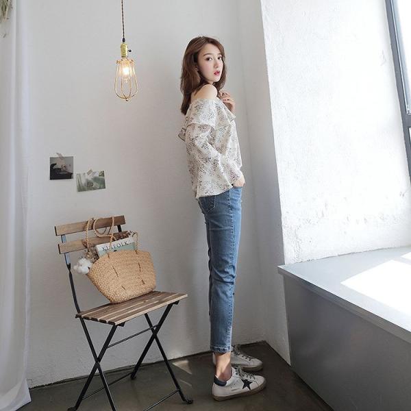 レディース　トップス　シフォン　カットソー　長袖　花柄　総柄　オフショルダー　フレア袖　カジュアル　大人可愛い　フェミニン　オフィス　お出かけ　デート　デイリー　ホワイト　フリーサイズ　送料無料