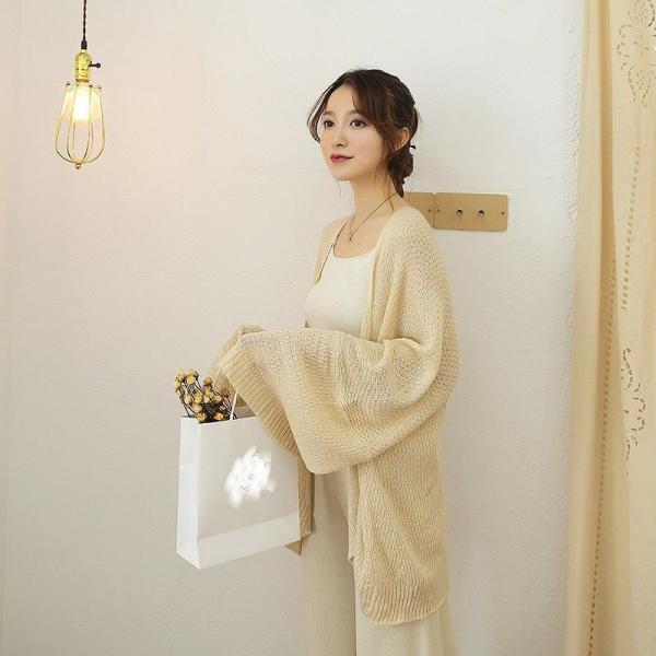 レディース　トップス　ニット　ロング　カーディガン　長袖　ゆったり　無地　カジュアル　大人可愛い　フェミニン　オフィス　お出かけ　デート　デイリー　ベージュ　グレー　ピンク　フリーサイズ　送料無料