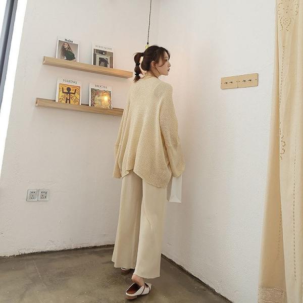 レディース　トップス　ニット　ロング　カーディガン　長袖　ゆったり　無地　カジュアル　大人可愛い　フェミニン　オフィス　お出かけ　デート　デイリー　ベージュ　グレー　ピンク　フリーサイズ　送料無料