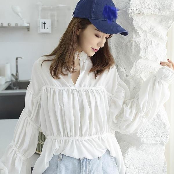 レディース　トップス　シフォン　カットソー　チュニック　長袖　ゆったり　無地　体型カバー　カジュアル　大人可愛い　フェミニン　オフィス　お出かけ　デート　デイリー　ホワイト　ピンク　フリーサイズ　送料無料