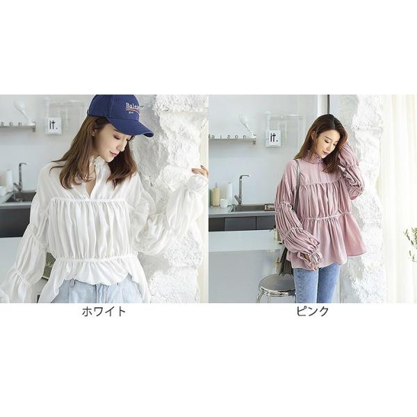 レディース　トップス　シフォン　カットソー　チュニック　長袖　ゆったり　無地　体型カバー　カジュアル　大人可愛い　フェミニン　オフィス　お出かけ　デート　デイリー　ホワイト　ピンク　フリーサイズ　送料無料