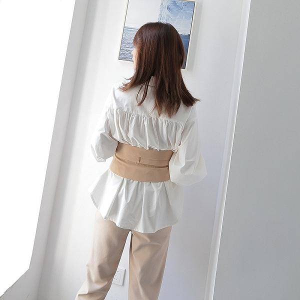 レディース　トップス　シフォン　シャツ　ブラウス　スキッパーカラー　長袖　ゆったり　無地　カジュアル　大人可愛い　フェミニン　オフィス　お出かけ　デート　デイリー　ホワイト　フリーサイズ　送料無料