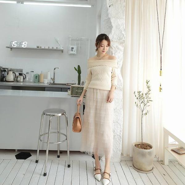 レディース　ボトムス　ティアード　スカート　無地　ミモレ丈　夏　カジュアル　大人可愛い　エレガント　フェミニン　オフィス　お出かけ　デート　デイリー　ピンク　ベージュ　フリーサイズ　送料無料