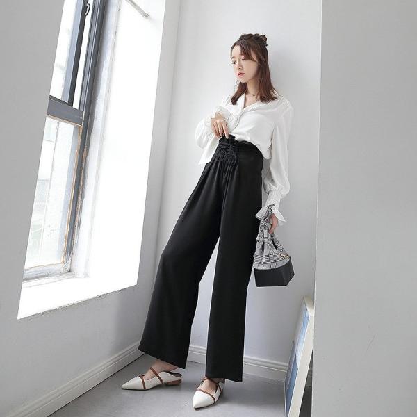 レディース　ボトムス　ワイド　ジョガーパンツ　ロングパンツ　カジュアル　大人可愛い　エレガント　フェミニン　オフィス　お出かけ　デート　デイリー　ブラック　S　M　L　送料無料