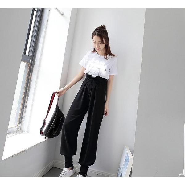 レディース　ボトムス　ワイド　ジョガーパンツ　ロングパンツ　カジュアル　大人可愛い　エレガント　フェミニン　オフィス　お出かけ　デート　デイリー　ブラック　S　M　L　送料無料