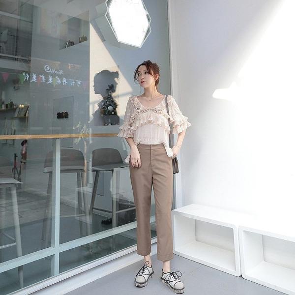 レディース　ボトムス　パンツ　8分丈　ストレート　無地　夏　カジュアル　大人可愛い　エレガント　フェミニン　オフィス　お出かけ　デート　デイリー　ベージュ　S　M　L　送料無料