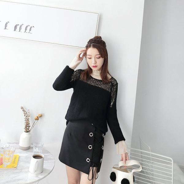 レディース　ボトムス　ミニスカート　無地　サイドクロス　夏　カジュアル　大人可愛い　エレガント　フェミニン　オフィス　お出かけ　デート　デイリー　ブラック　S　M　L　送料無料