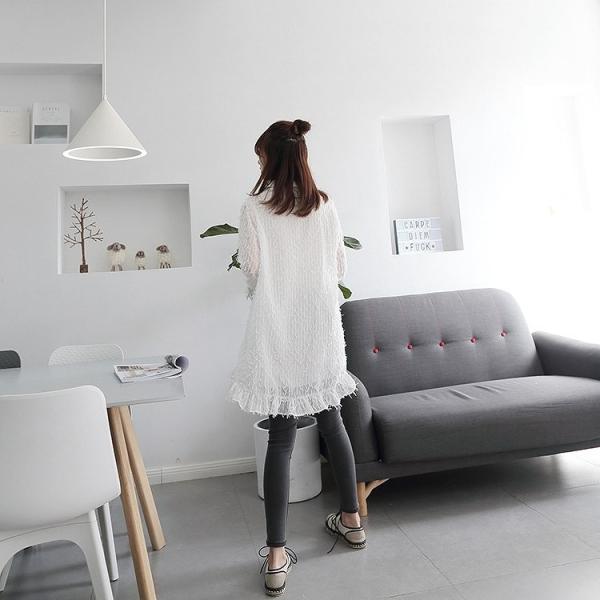 レディース　トップス　シフォン　カットソー　チュニック　長袖　ゆったり　無地　カジュアル　大人可愛い　フェミニン　オフィス　お出かけ　デート　デイリー　ホワイト　フリーサイズ　送料無料