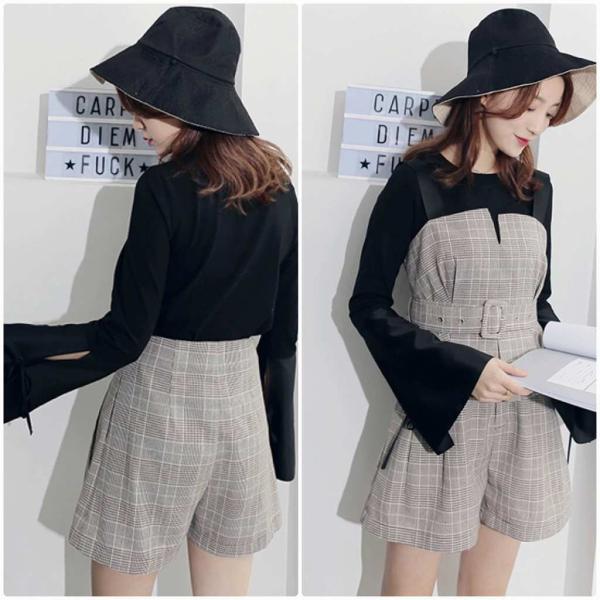 レディース　チューブトップ　ショートパンツ　チェック柄　ベルト　短パン　ボトムス　トップス　カジュアル　キュート　大人　可愛い　フェミニン　おしゃれ　お出かけ　普段着　デイリー　セクシー　S　M　L　サイズ　送料無料