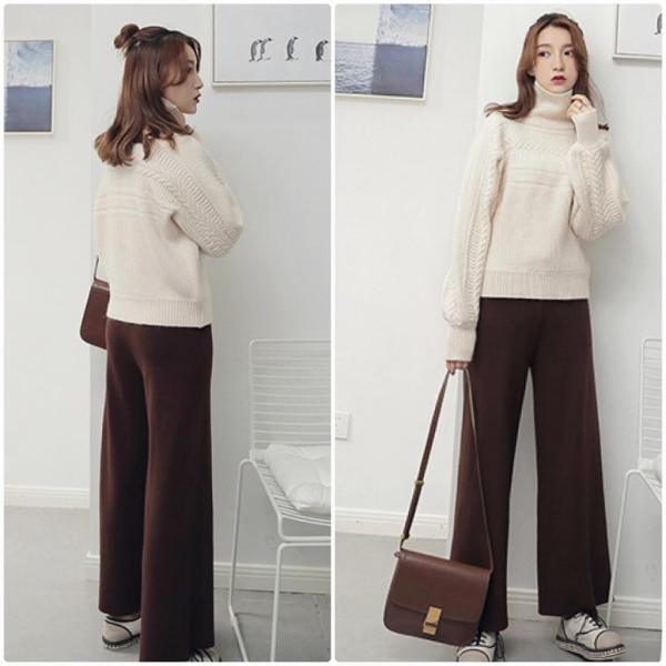 レディース　ニット　セーター　ハイネック　カットソー　長袖　シンプル　ゆったり　トップス　カジュアル　キュート　大人　可愛い　フェミニン　おしゃれ　お出かけ　オフィス　デイリー　普段着　ベージュ　フリーサイズ　ワンサイズ　送料無料