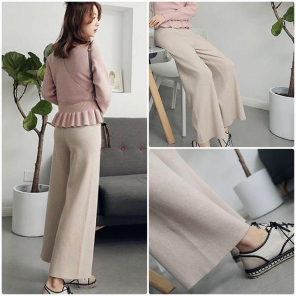 レディース　ワイドレッグパンツ　アンクルパンツ　半端丈　クロップドパンツ　シンプル　ボトムス　ハイウエスト　カジュアル　キュート　可愛い　フェミニン　きれいめ　エレガント　おしゃれ　お出かけ　オフィス　デイリー　ベージュ　ブラック　ブラウン　送料無料