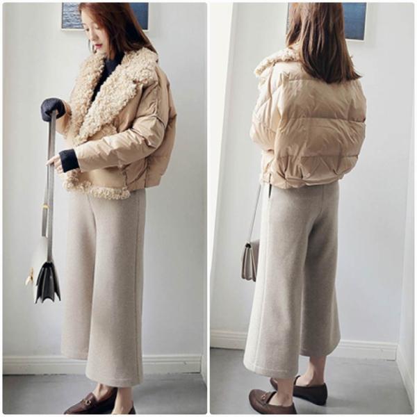 レディース　ワイドレッグパンツ　ハイウエスト　半端丈　クロップドパンツ　シンプル　ボトムス　カジュアル　キュート　可愛い　フェミニン　きれいめ　エレガント　おしゃれ　お出かけ　オフィス　デイリー　普段着　ベージュ　S　M　L　サイズ　送料無料