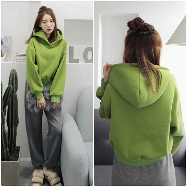 レディース　パーカー　フード付き　スウェット　無地　オーバーサイズ　ゆったり　プルオーバー　長袖　トレーナー　トップス　カジュアル　キュート　大人　可愛い　フェミニン　おしゃれ　デイリー　普段着　イエロー　グリーン　フリーサイズ　ワンサイズ　送料無料