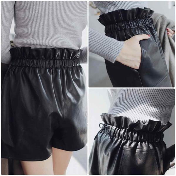 レディース　ショートパンツ　短パン　ハイウエスト　ホットパンツ　ウエスト　紐　ボトムス　カジュアル　キュート　可愛い　フェミニン　きれいめ　おしゃれ　お出かけ　デイリー　普段着　ブラック　カーキ　S　M　L　サイズ　送料無料