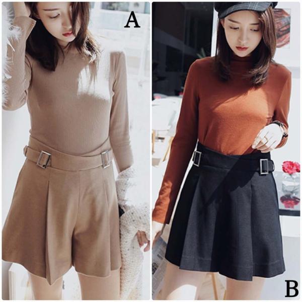 レディース　ショートパンツ　短パン　ハイウエスト　ショーツ　ホットパンツ　ベルト　ボトムス　カジュアル　キュート　可愛い　フェミニン　きれいめ　おしゃれ　お出かけ　デイリー　普段着　ブラック　カーキ　S　M　L　サイズ　送料無料