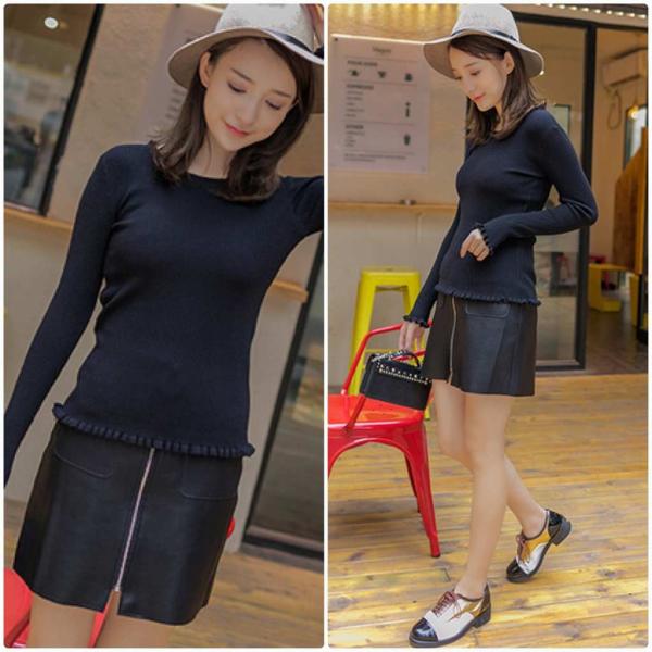 レディース　PUレザー　スカート　ハイウエスト　フロントジッパー　スリム　ミニ丈　ボトムス　カジュアル　キュート　大人　可愛い　フェミニン　きれいめ　おしゃれ　お出かけ　デイリー　二次会　お呼ばれ　グリーン　ブラック　S　M　L　XL　サイズ　送料無料