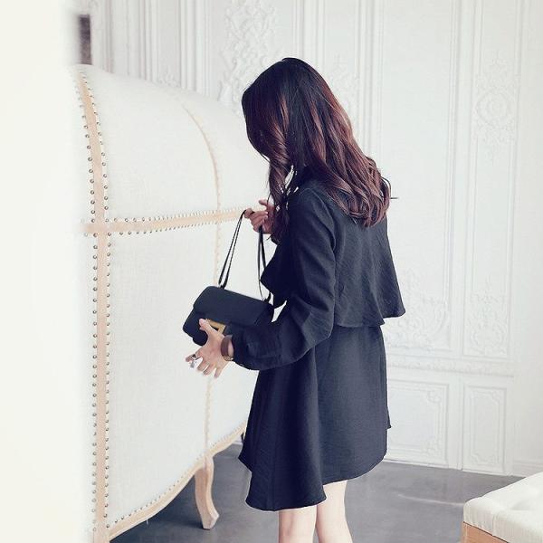 レディース　リネン　ワンピース　シャツワンピ　腰紐　ミニ丈　ハイウエスト　長袖　カジュアル　キュート　可愛い　フェミニン　きれいめ　上品　エレガント　おしゃれ　お出かけ　お呼ばれ　ブルー　ブラック　S　M　L　サイズ　送料無料