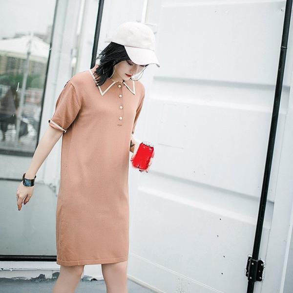 レディース　ワンピース　Tシャツワンピ　ミニ丈　半袖　シンプル　カジュアル　キュート　可愛い　フェミニン　きれいめ　上品　エレガント　おしゃれ　お出かけ　お呼ばれ　コーヒー　フリーサイズ　ワンサイズ　送料無料