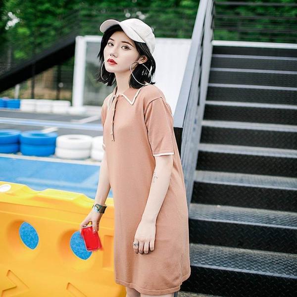 レディース　ワンピース　Tシャツワンピ　ミニ丈　半袖　シンプル　カジュアル　キュート　可愛い　フェミニン　きれいめ　上品　エレガント　おしゃれ　お出かけ　お呼ばれ　コーヒー　フリーサイズ　ワンサイズ　送料無料