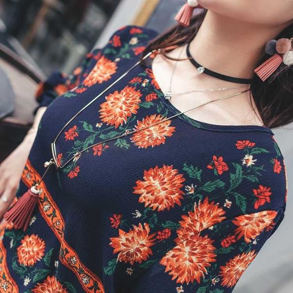 レディース　2点セット　シフォン　ブラウス　フレアスリーブ　ボリュームスリーブ　ショートパンツ　短パン　花柄　ボタニカル柄　カジュアル　キュート　可愛い　フェミニン　きれいめ　上品　エレガント　おしゃれ　お出かけ　デイリー　お呼ばれ　S　M　L　送料無料