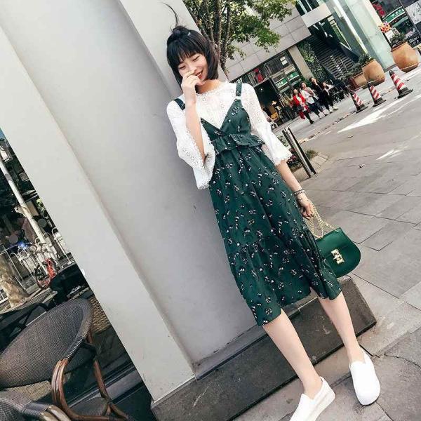 レディース　シフォン　ワンピース　フィッシュテールスカート　ノースリーブ　ミモレ丈　花柄　ボタニカル柄　フレア　カジュアル　キュート　可愛い　フェミニン　きれいめ　上品　エレガント　おしゃれ　お出かけ　お呼ばれ　グリーン　イエロー　S　M　サイズ　送料無料