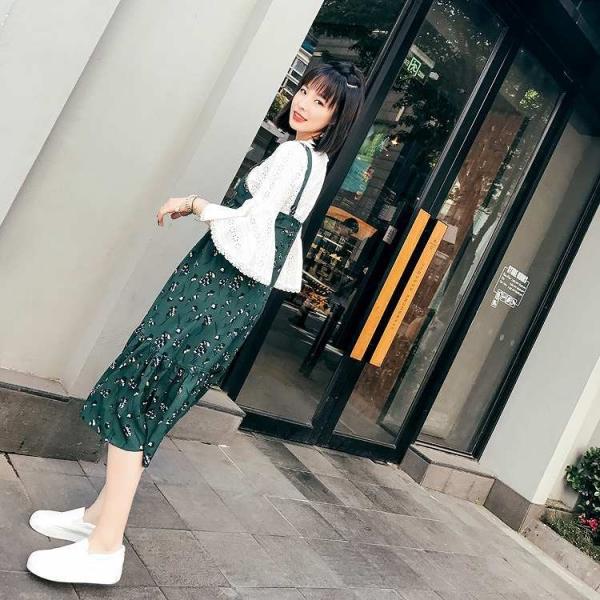 レディース　シフォン　ワンピース　フィッシュテールスカート　ノースリーブ　ミモレ丈　花柄　ボタニカル柄　フレア　カジュアル　キュート　可愛い　フェミニン　きれいめ　上品　エレガント　おしゃれ　お出かけ　お呼ばれ　グリーン　イエロー　S　M　サイズ　送料無料