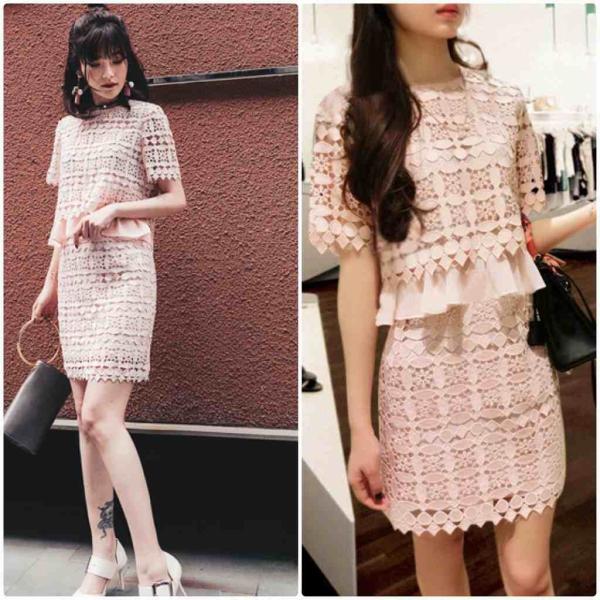 レディース　上下2点セット　総レース　スーツ　半袖　スカート　カジュアル　キュート　可愛い　フェミニン　きれいめ　上品　エレガント　おしゃれ　お出かけ　デイリー　お呼ばれ　入園式　入学式　卒園式　卒業式　ピンク　S　M　L　サイズ　送料無料