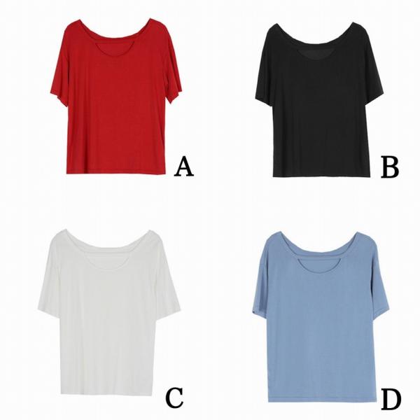 レディース　Tシャツ　シンプル　半袖　無地　カットソー　夏　春　トップス　カジュアル　キュート　大人　可愛い　フェミニン　おしゃれ　お出かけ　普段着　デイリー　ブラック　レッド　ホワイト　ブルー　フリーサイズ　ワンサイズ　送料無料