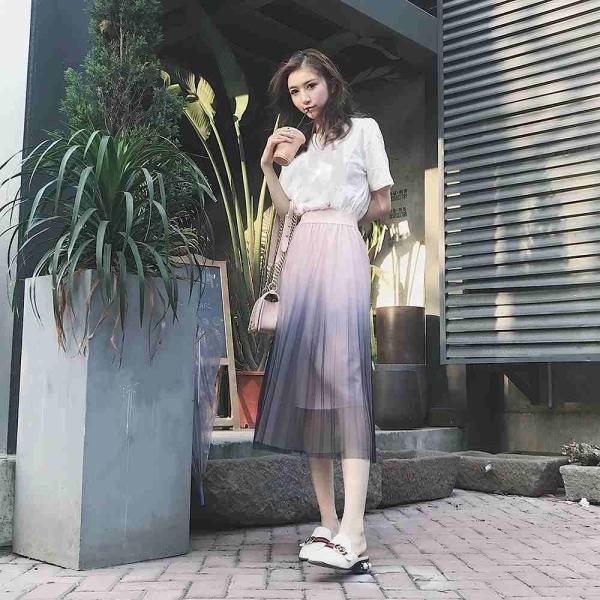 レディース　スカート　ハイウエスト　グラデーション　透け素材　透け感　ミモレ丈　ボトムス　カジュアル　キュート　大人　可愛い　フェミニン　きれいめ　おしゃれ　お出かけ　デイリー　二次会　お呼ばれ　ベージュ　ピンク　フリーサイズ　ワンサイズ　送料無料