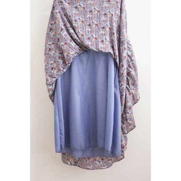 レディース　シフォン　Vネック　ワンピース　キャンディスリーブ　ミディ丈　花柄　ボタニカル柄　ハイウエスト　フレア　スカート　カジュアル　キュート　可愛い　フェミニン　きれいめ　上品　エレガント　おしゃれ　お出かけ　お呼ばれ　フリーサイズ　送料無料