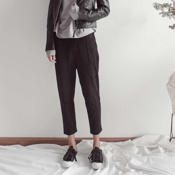 レディース　ハイウエスト　クロップドパンツ　半端丈　シンプル　ゆったり　ボトムス　カジュアル　キュート　可愛い　フェミニン　きれいめ　エレガント　おしゃれ　お出かけ　オフィス　デイリー　普段着　ブラック　カーキ　S　M　サイズ　送料無料