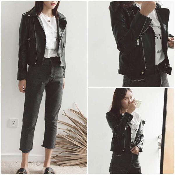 レディース　PUレザー　ジャケット　ライダースジャケット　アウター　カジュアル　長袖　キュート　大人　可愛い　フェミニン　きれいめ　エレガント　おしゃれ　お出かけ　お呼ばれ　デイリー　オフィス　普段着　ブラック　レッド　M　L　サイズ　送料無料