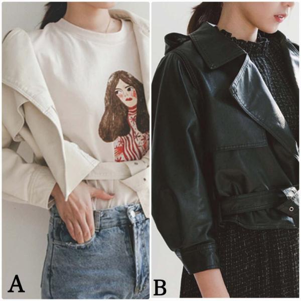 レディース　PUレザー　ジャケット　ライダースジャケット　アウター　カジュアル　長袖　キュート　大人　可愛い　フェミニン　きれいめ　エレガント　おしゃれ　お出かけ　お呼ばれ　デイリー　オフィス　普段着　ブラック　オフホワイト　S　M　L　サイズ　送料無料