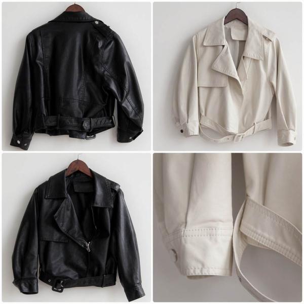 レディース　PUレザー　ジャケット　ライダースジャケット　アウター　カジュアル　長袖　キュート　大人　可愛い　フェミニン　きれいめ　エレガント　おしゃれ　お出かけ　お呼ばれ　デイリー　オフィス　普段着　ブラック　オフホワイト　S　M　L　サイズ　送料無料