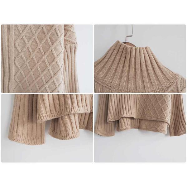 レディース　ハイネック　ニット　セーター　プルオーバー　カットソー　長袖　シンプル　トップス　カジュアル　キュート　大人　可愛い　フェミニン　おしゃれ　お出かけ　オフィス　デイリー　普段着　オリーブ　ブラウン　ベージュ　ブラック　フリーサイズ　送料無料