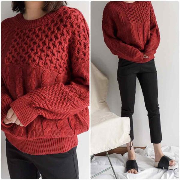レディース　ニット　セーター　プルオーバー　カットソー　長袖　シンプル　トップス　カジュアル　キュート　大人　可愛い　フェミニン　おしゃれ　お出かけ　オフィス　デイリー　普段着　ホワイト　レッド　ブラウン　フリーサイズ　ワンサイズ　送料無料