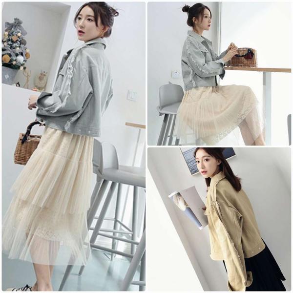 レディース　シャツジャケット　ボタン　アウター　カジュアル　長袖　キュート　大人　可愛い　フェミニン　きれいめ　エレガント　おしゃれ　お出かけ　お呼ばれ　デイリー　オフィス　普段着　カーキ　グレー　S　M　サイズ　送料無料