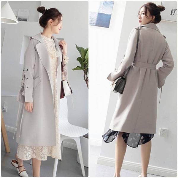 レディース　トレンチコート　ジャケット　薄手　アウター　カジュアル　長袖　キュート　大人　可愛い　フェミニン　きれいめ　エレガント　おしゃれ　お出かけ　お呼ばれ　デイリー　オフィス　普段着　グレー　S　M　L　サイズ　送料無料