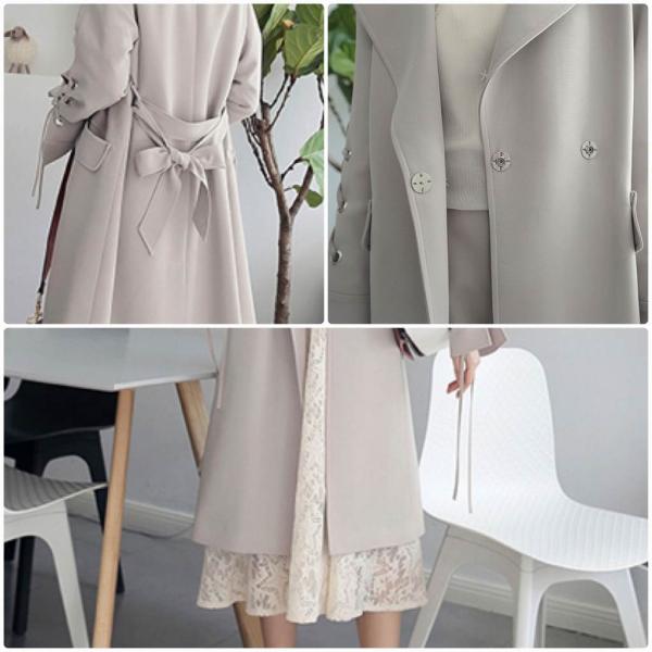 レディース　トレンチコート　ジャケット　薄手　アウター　カジュアル　長袖　キュート　大人　可愛い　フェミニン　きれいめ　エレガント　おしゃれ　お出かけ　お呼ばれ　デイリー　オフィス　普段着　グレー　S　M　L　サイズ　送料無料