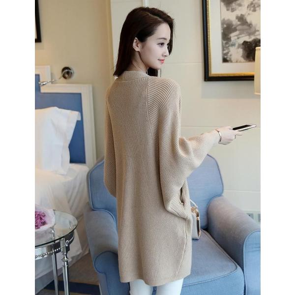 レディース　トップス　ニット　ロング　カーディガン　ドルマン　長袖　無地　ゆったり　ノーボタン　カジュアル　大人可愛い　フェミニン　オフィス　お出かけ　デート　デイリー　ホワイト　カーキ　ブラック　イエロー　フリーサイズ　送料無料