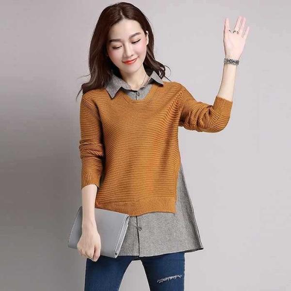 レディース　トップス　ニット　ロング　セーター　重ね着風　長袖　無地　カジュアル　大人可愛い　フェミニン　オフィス　お出かけ　デート　デイリー　ピンク　ブラック　ネイビー　キャメル　ワインレッド　フリーサイズ　送料無料