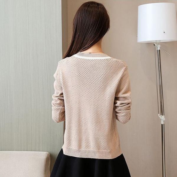 レディース　トップス　ニット　セーター　Vネック　長袖　無地　ライン　カジュアル　大人可愛い　フェミニン　通学　学生　オフィス　お出かけ　デート　デイリー　ブラック　カーキ　ピンク　オフホワイト　フリーサイズ　送料無料