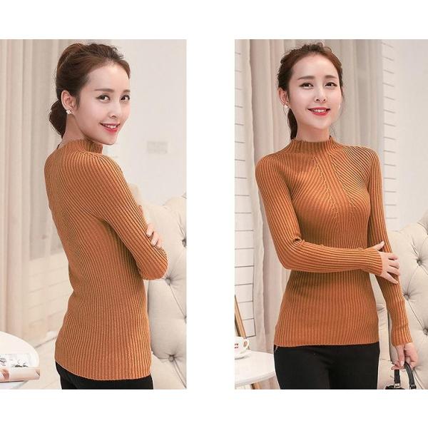 レディース　トップス　ニット　セーター　ハイネック　長袖　無地　スリム　カジュアル　大人可愛い　フェミニン　オフィス　お出かけ　デート　デイリー　ホワイト　ブラック　ピンク　グレー　ワインレッド　イエロー　フリーサイズ　送料無料